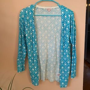 Blue Geometric Print Merona Cardigan Size XS